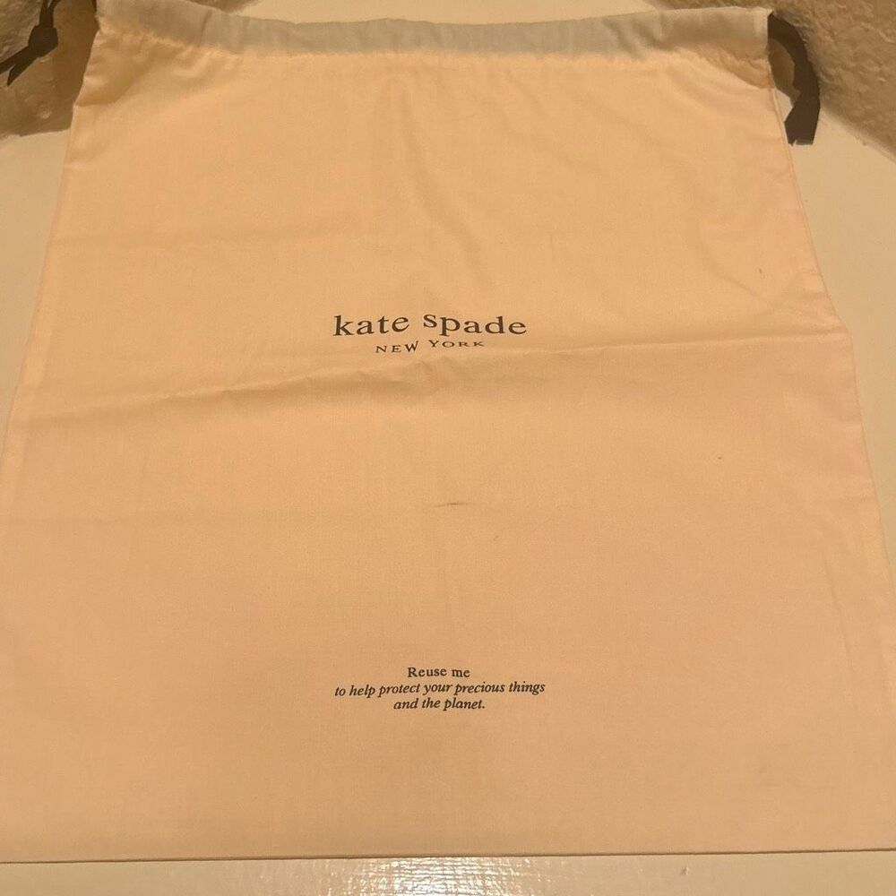 Kate Spade New York Drawstring Top Dust Bag Beige Cloth Travel Storage Simple